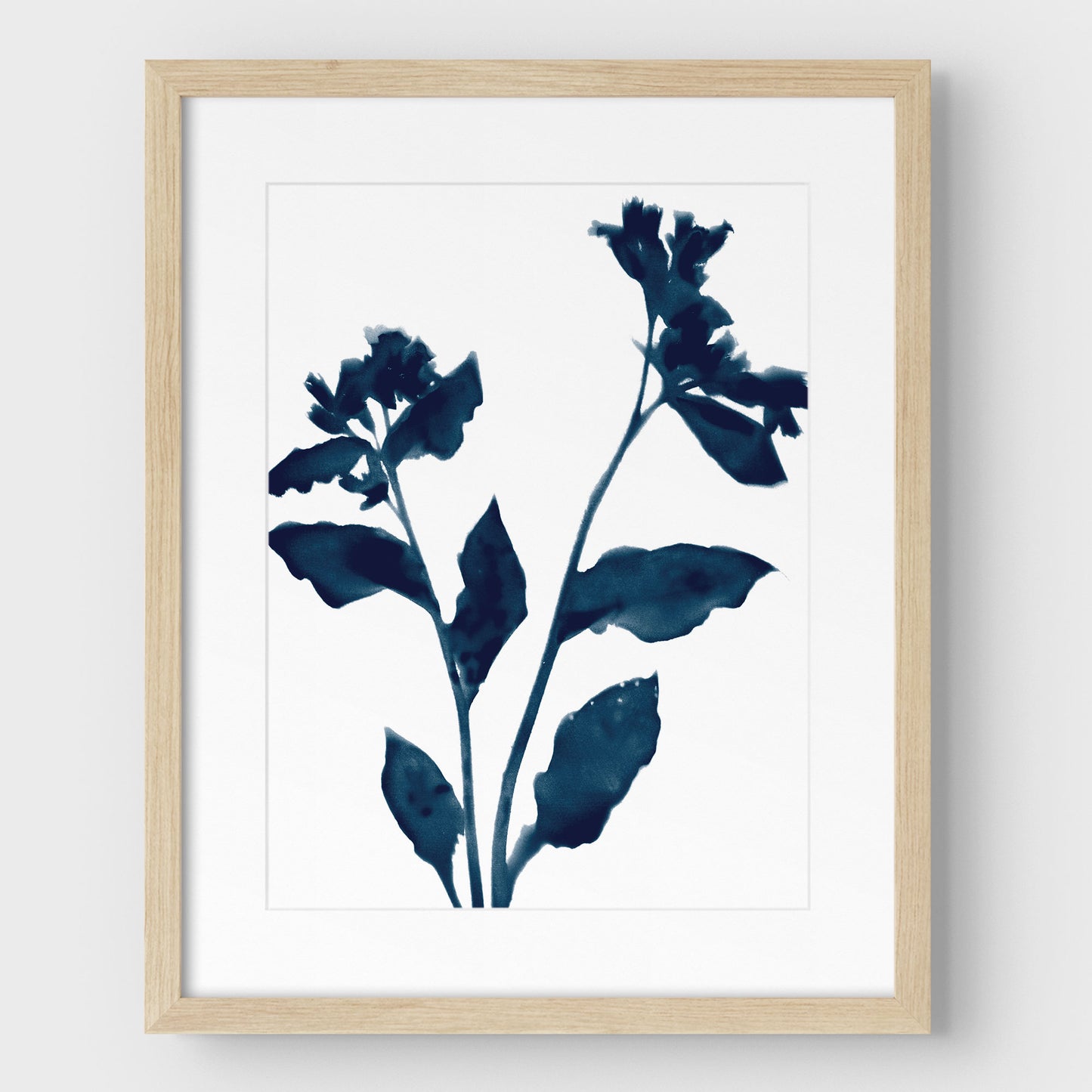 Dark Blue Flower Silhouette II Print