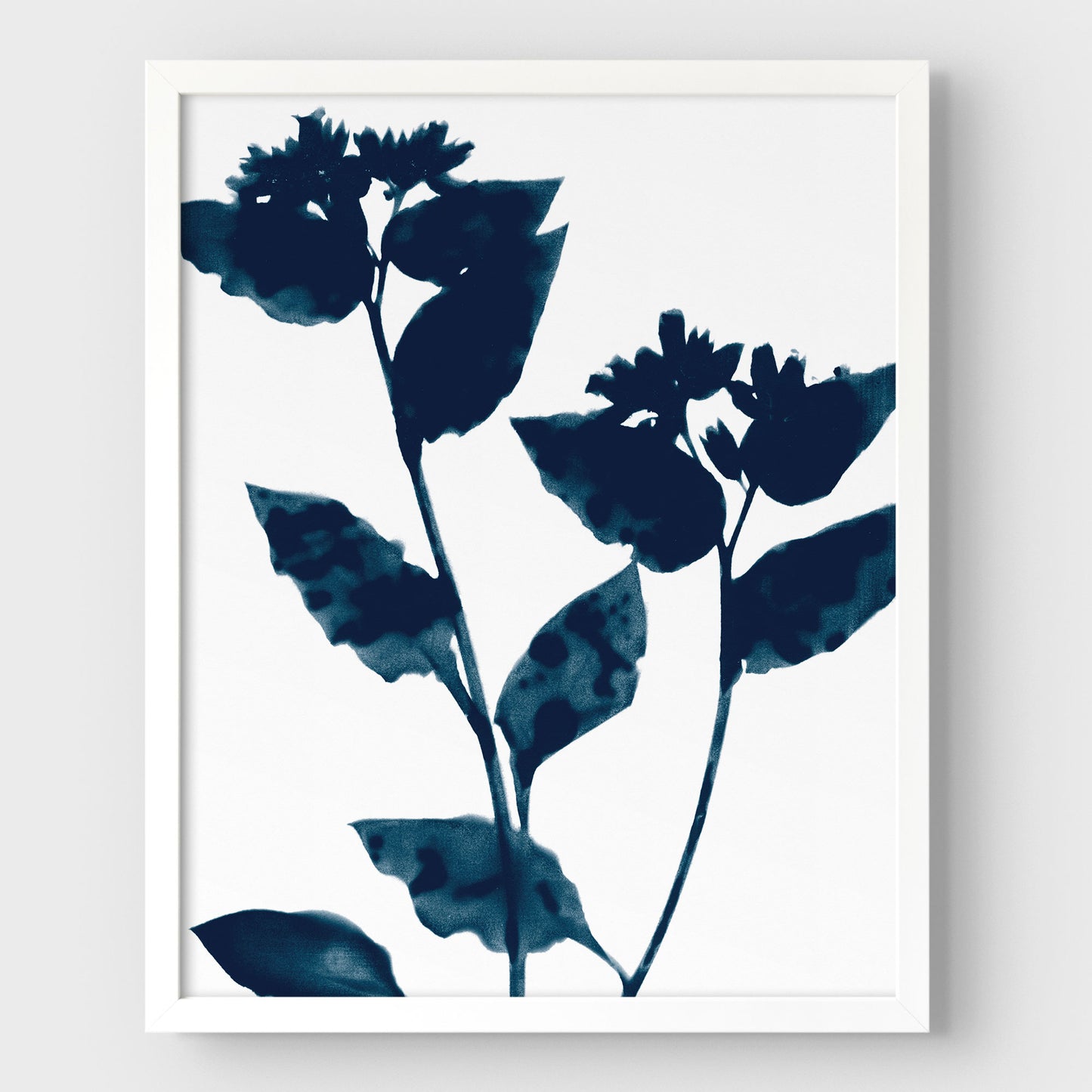 Dark Blue Flower Silhouette Print
