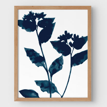 Dark Blue Flower Silhouette Print