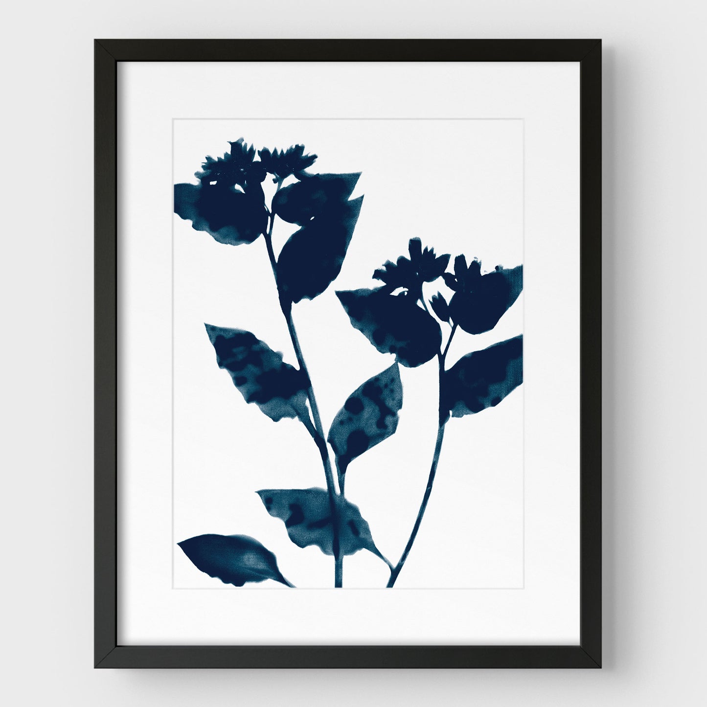 Dark Blue Flower Silhouette Print