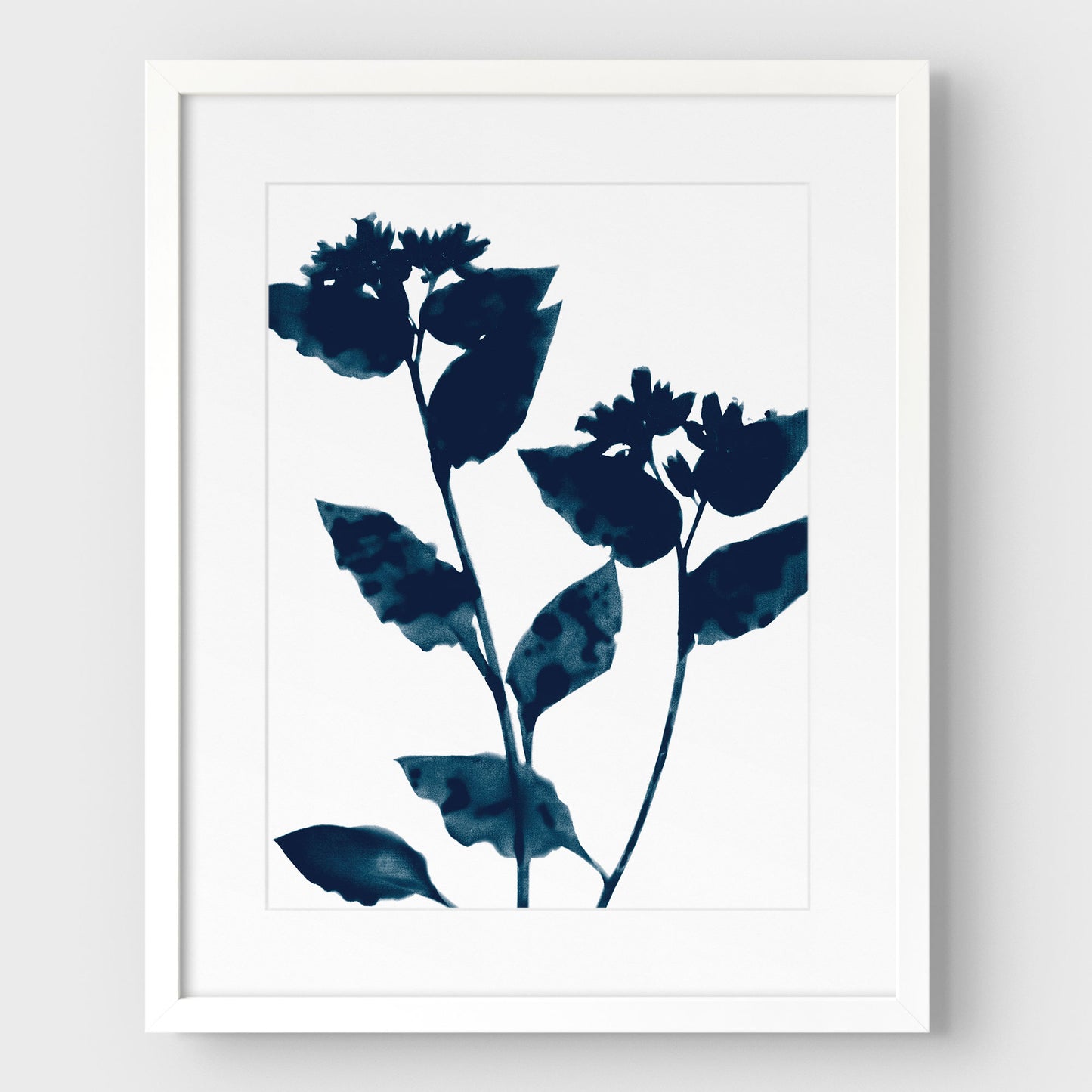 Dark Blue Flower Silhouette Print