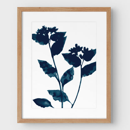 Dark Blue Flower Silhouette Print