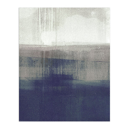 Navy Blue and Grey Minimalist Abstract Landscape Painting Print