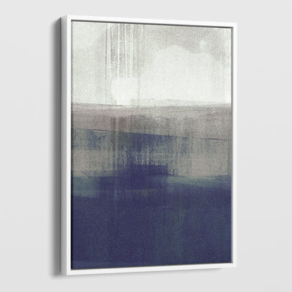 Navy Blue and Grey Minimalist Abstract Landscape Painting Print