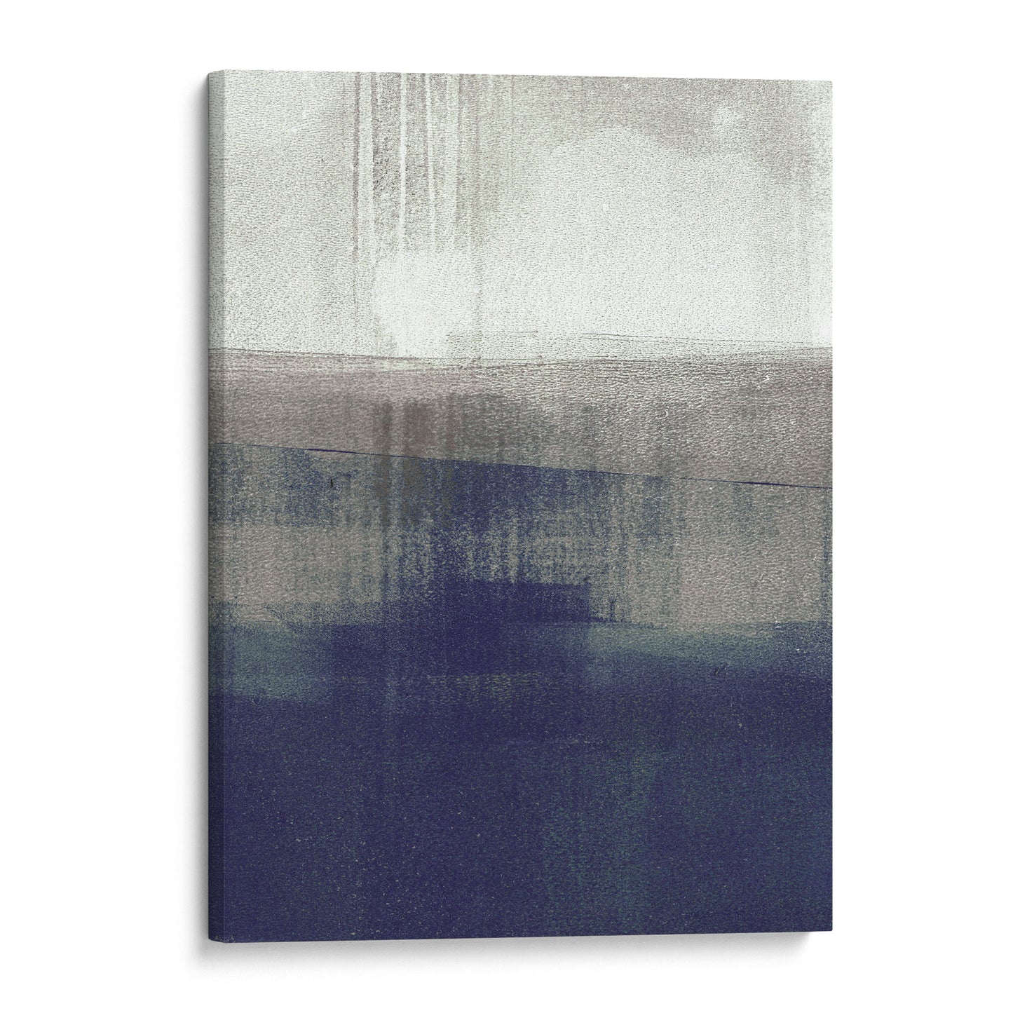 Navy Blue and Grey Minimalist Abstract Landscape Painting Print