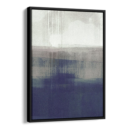 Navy Blue and Grey Minimalist Abstract Landscape Painting Print