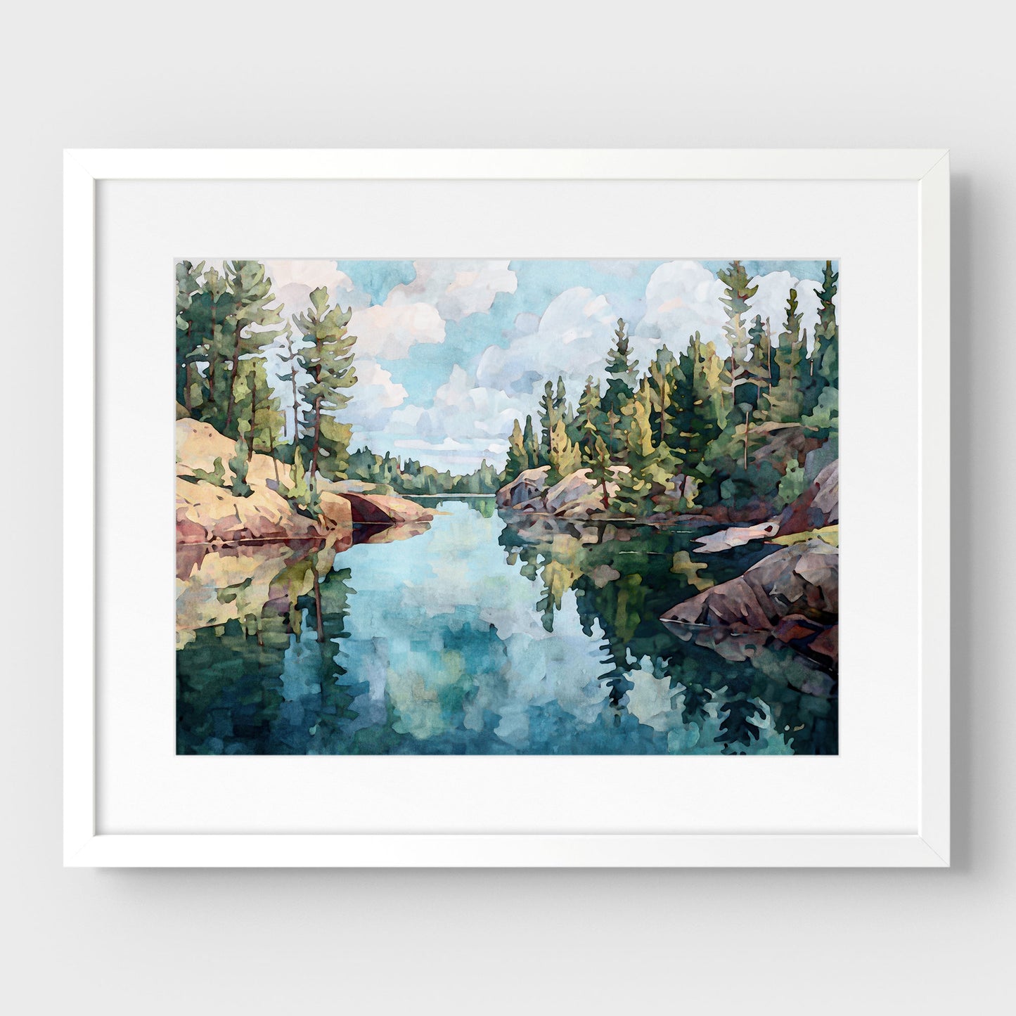 Northern Minnesota Lake Watercolor Print
