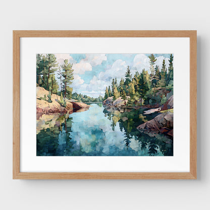 Northern Minnesota Lake Watercolor Print