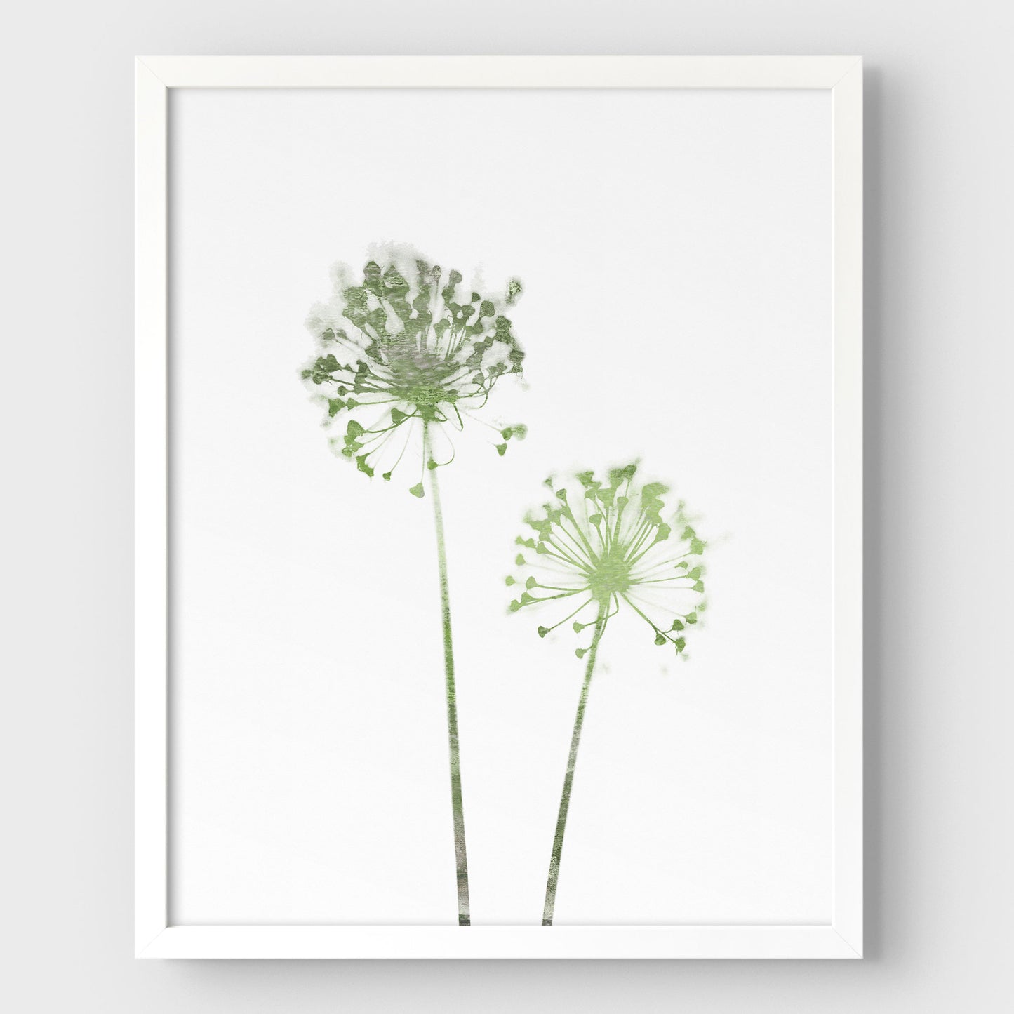 Olive Green Minimalist Dandelion Print