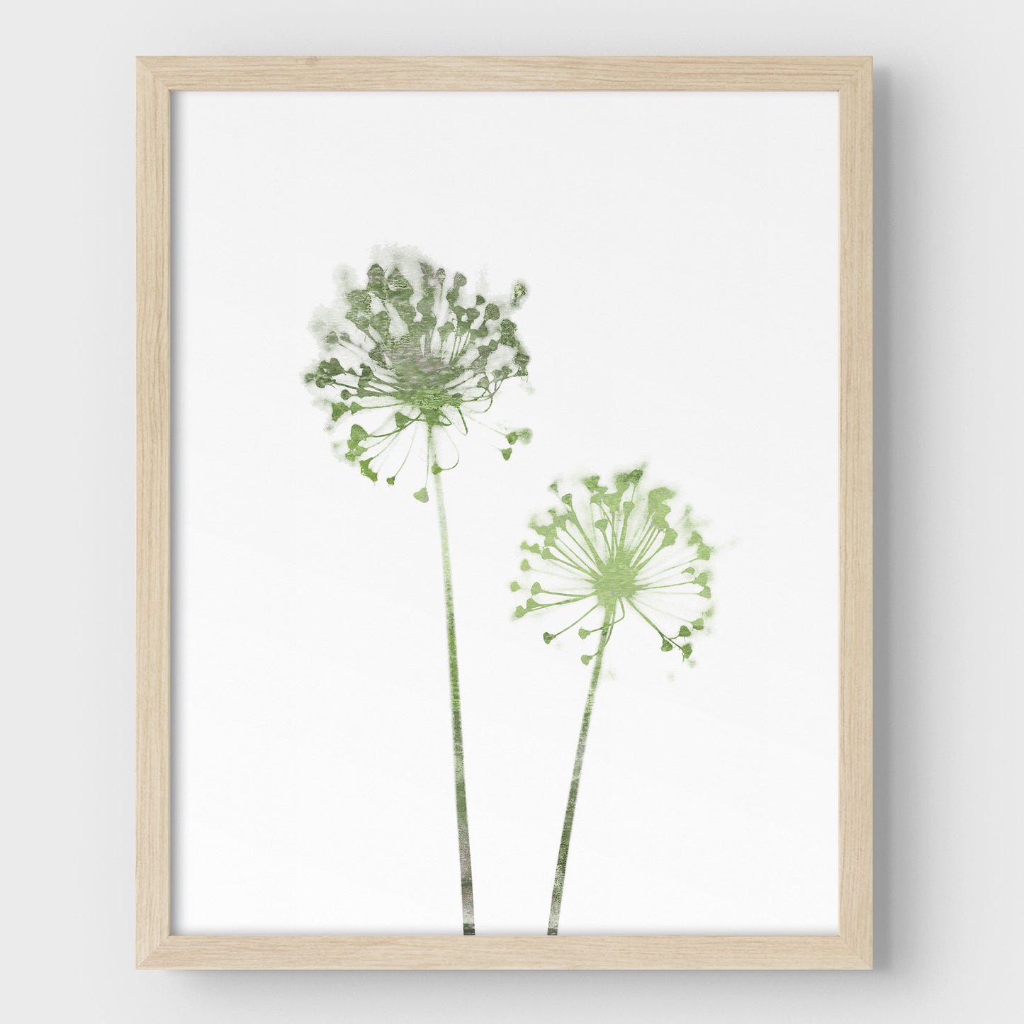 Olive Green Minimalist Dandelion Print