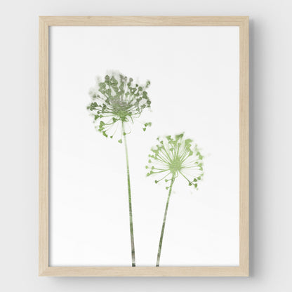 Olive Green Minimalist Dandelion Print