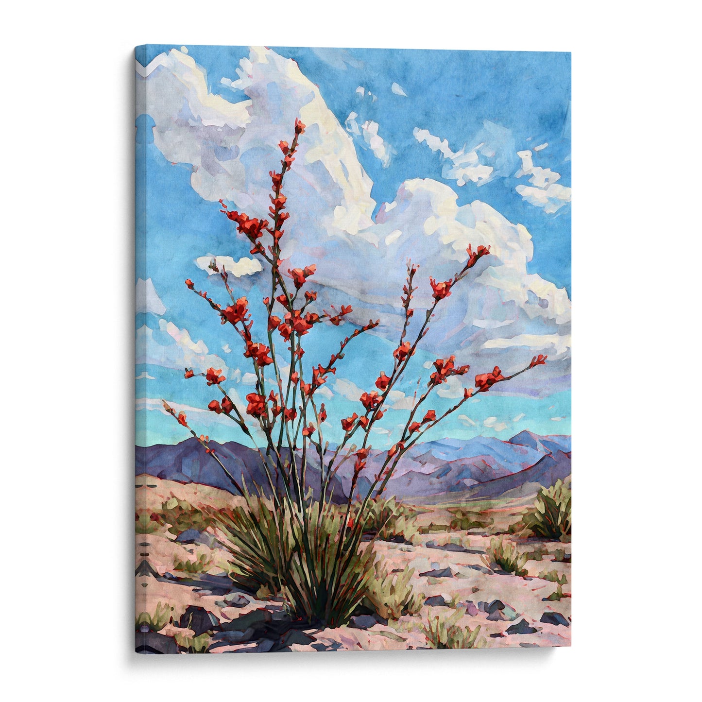 Ocotillo Desert Bloom Watercolor Art Print