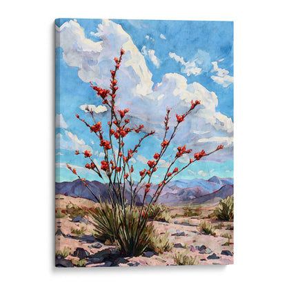 Ocotillo Desert Bloom Watercolor Art Print