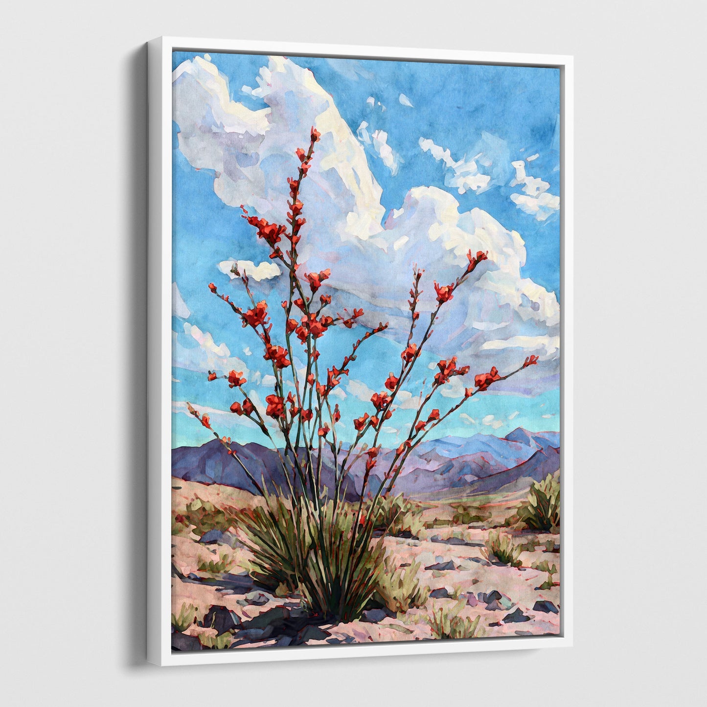 Ocotillo Desert Bloom Watercolor Art Print