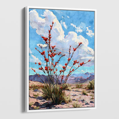 Ocotillo Desert Bloom Watercolor Art Print