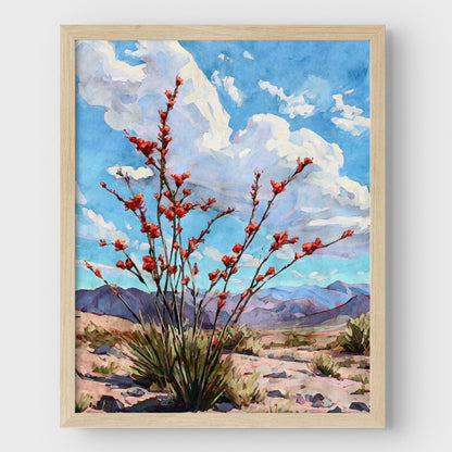 Ocotillo Desert Bloom Watercolor Art Print