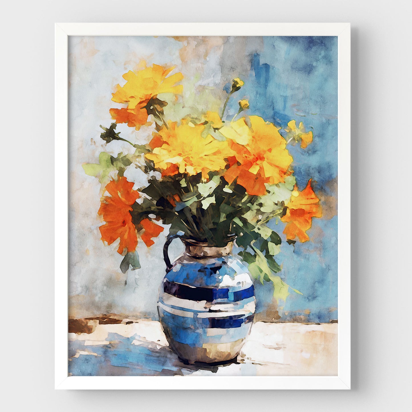 Orange Marigolds Still Life Print