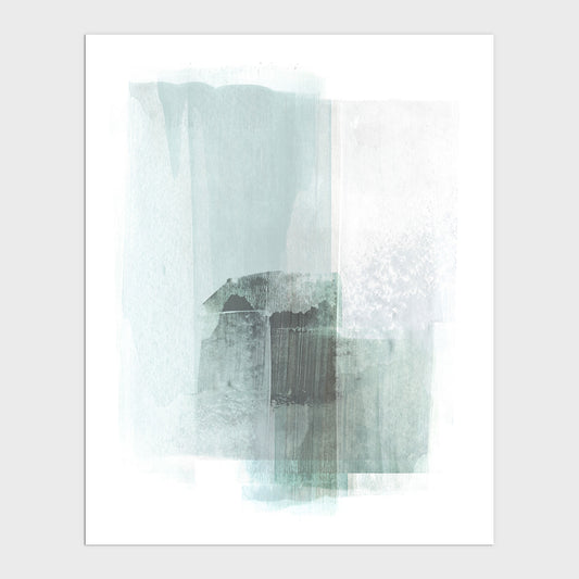 Aqua Blue and Grey Minimalist Abstract Painting Print