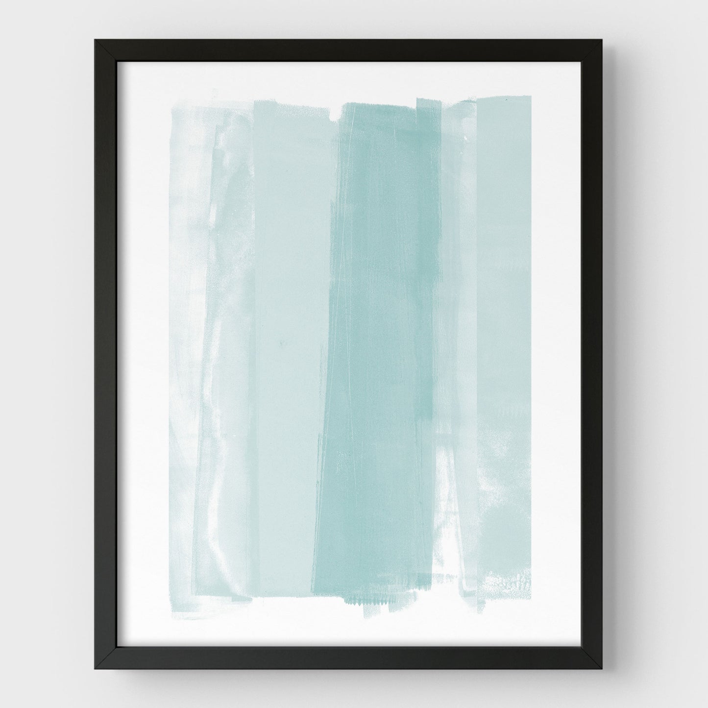 Aqua Blue Ombre Minimalist Abstract Painting Print