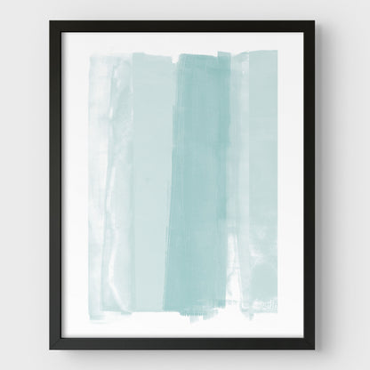 Aqua Blue Ombre Minimalist Abstract Painting Print