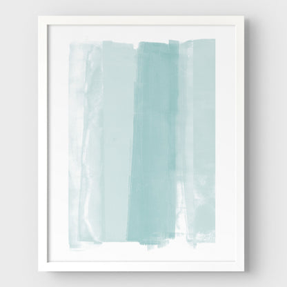 Aqua Blue Ombre Minimalist Abstract Painting Print