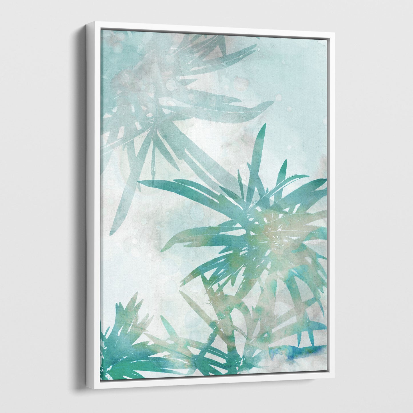 Turquoise Watercolor Palm Leaf Painting Print