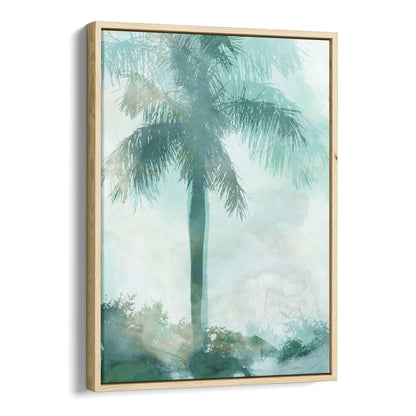 Teal and Aqua Palm Tree Coastal Watercolor Painting Print