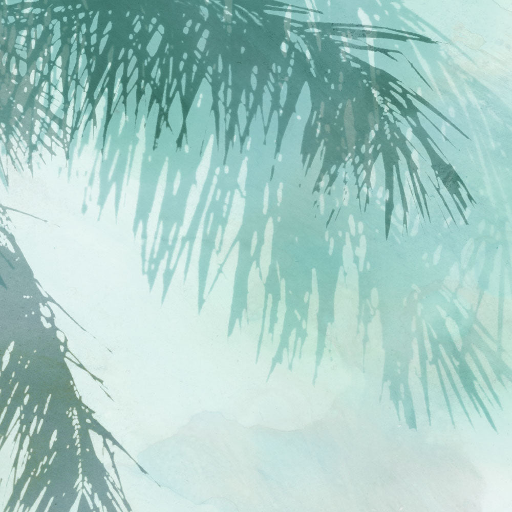 Teal and Aqua Palm Tree Coastal Watercolor Painting Print