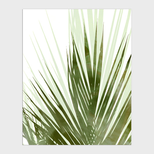 Olive Green Abstract Palm Leaf Botanical Silhouette Print