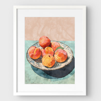 Peach Still Life Watercolor Print