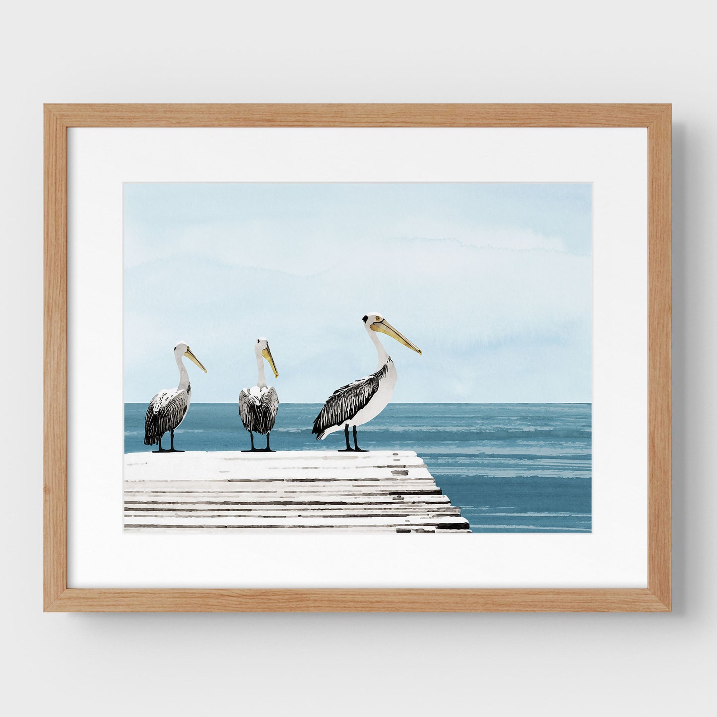Pelicans on a Pier Print