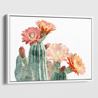 Peach Coral Cactus Flower Print