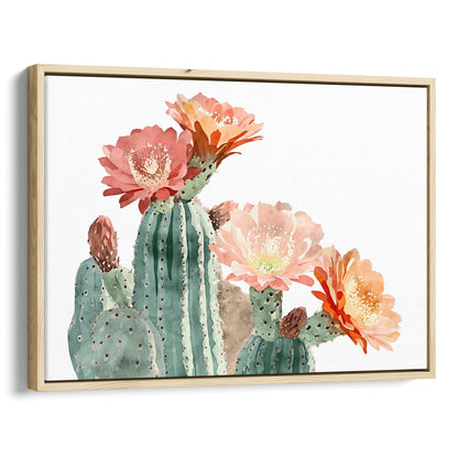 Peach Coral Cactus Flower Print
