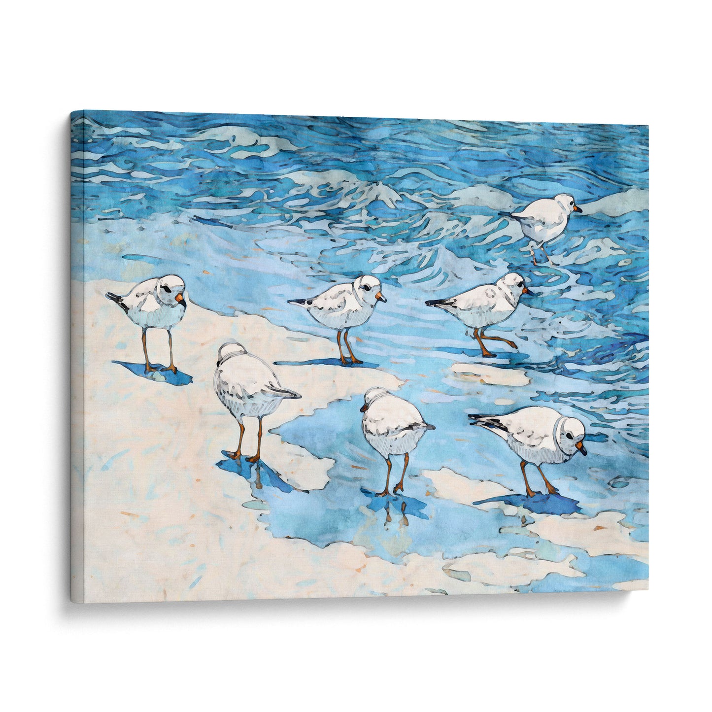 Piping Plovers Beach Watercolor Art Print
