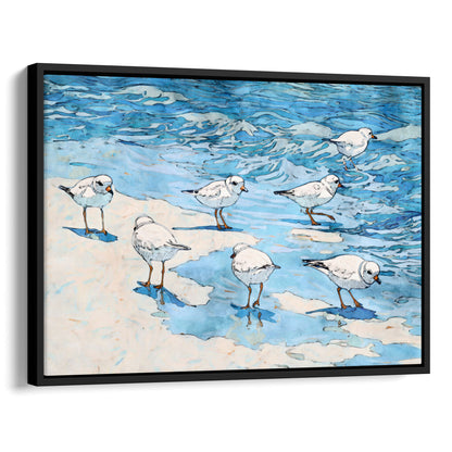 Piping Plovers Beach Watercolor Art Print