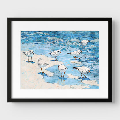 Piping Plovers Beach Watercolor Art Print