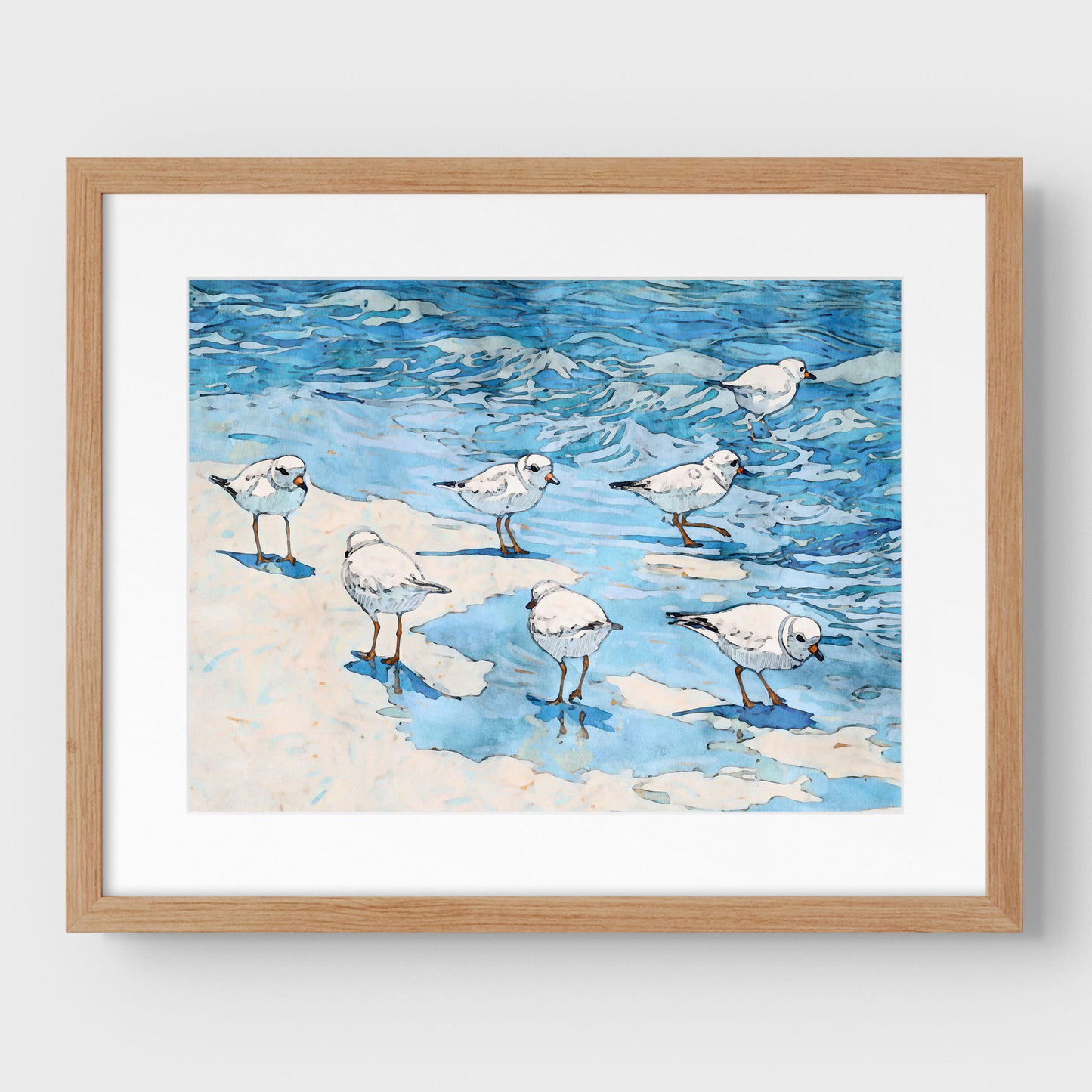 Piping Plovers Beach Watercolor Art Print