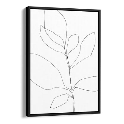 Seven Leaf Plant Black and White Minimalist Botanical Line Drawing Print