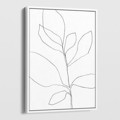 Seven Leaf Plant Black and White Minimalist Botanical Line Drawing Print