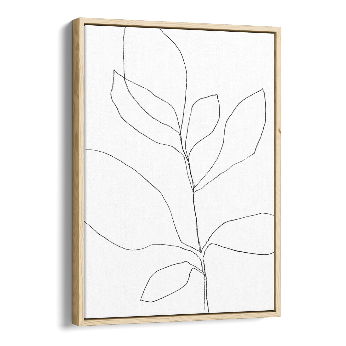 Seven Leaf Plant Black and White Minimalist Botanical Line Drawing Print