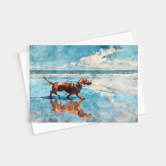 Dachshund on a Beach Horizontal Note Card
