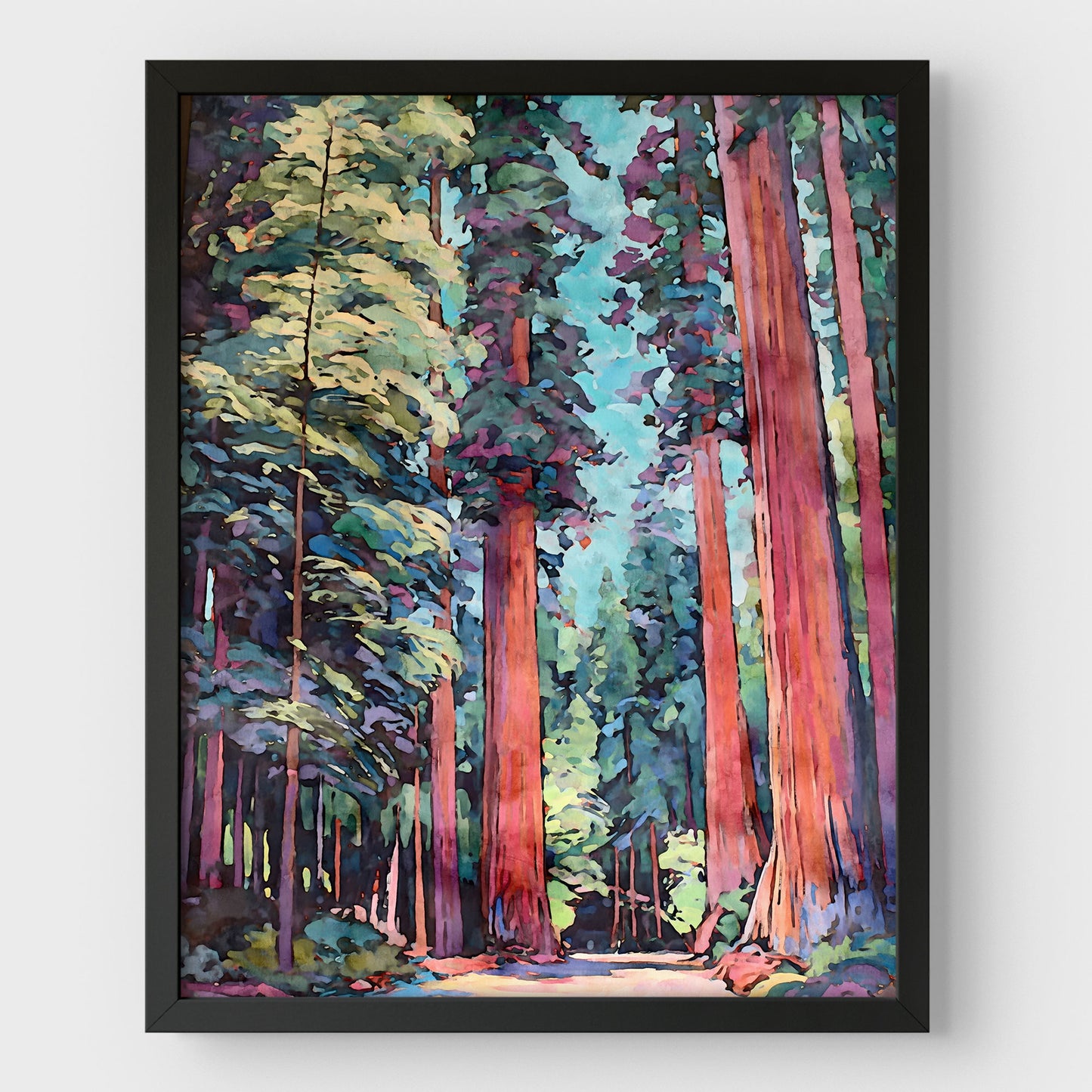 Redwood Forest Watercolor Print