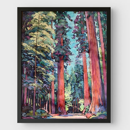 Redwood Forest Watercolor Print