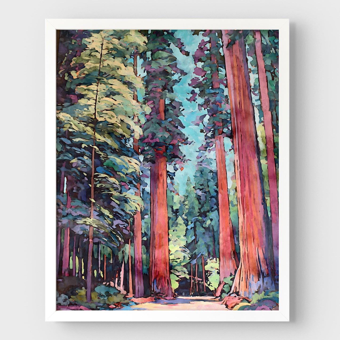 Redwood Forest Watercolor Print