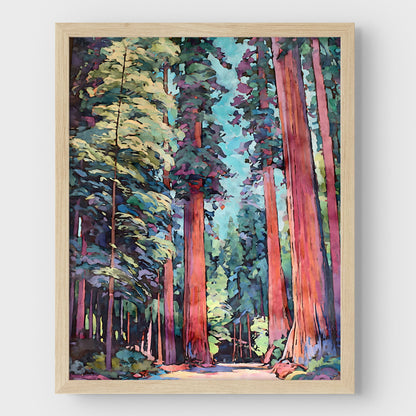 Redwood Forest Watercolor Print