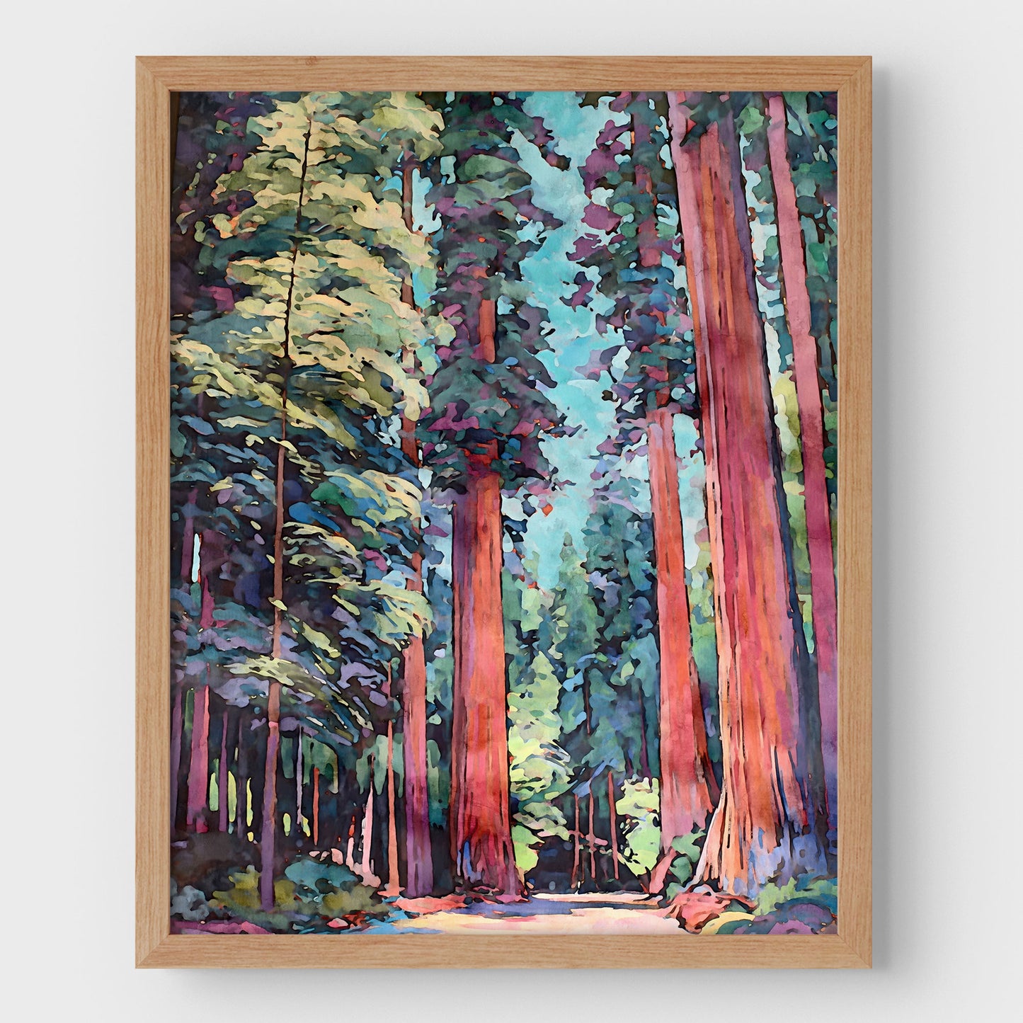 Redwood Forest Watercolor Print