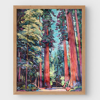 Redwood Forest Watercolor Print