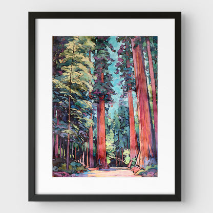 Redwood Forest Watercolor Print