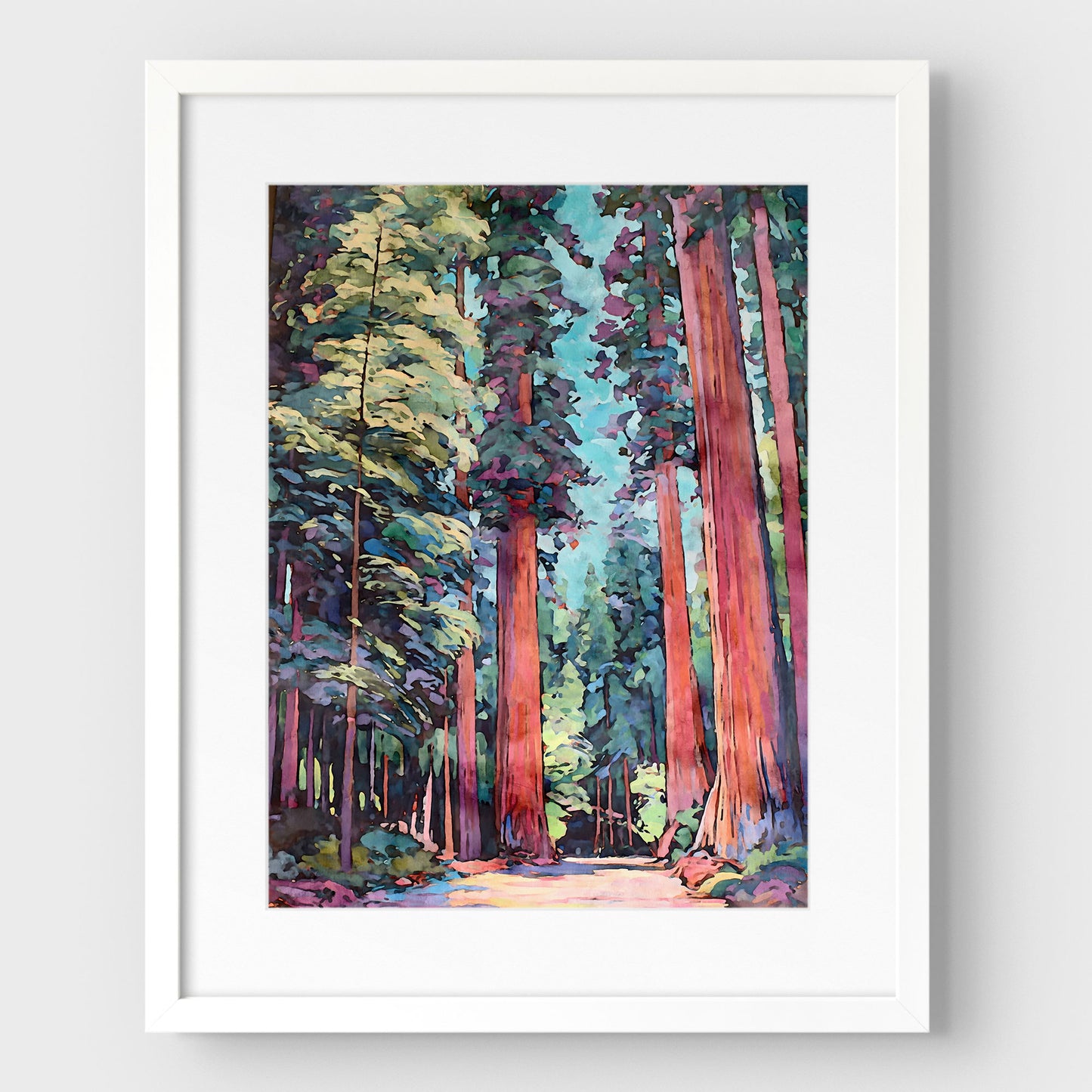 Redwood Forest Watercolor Print