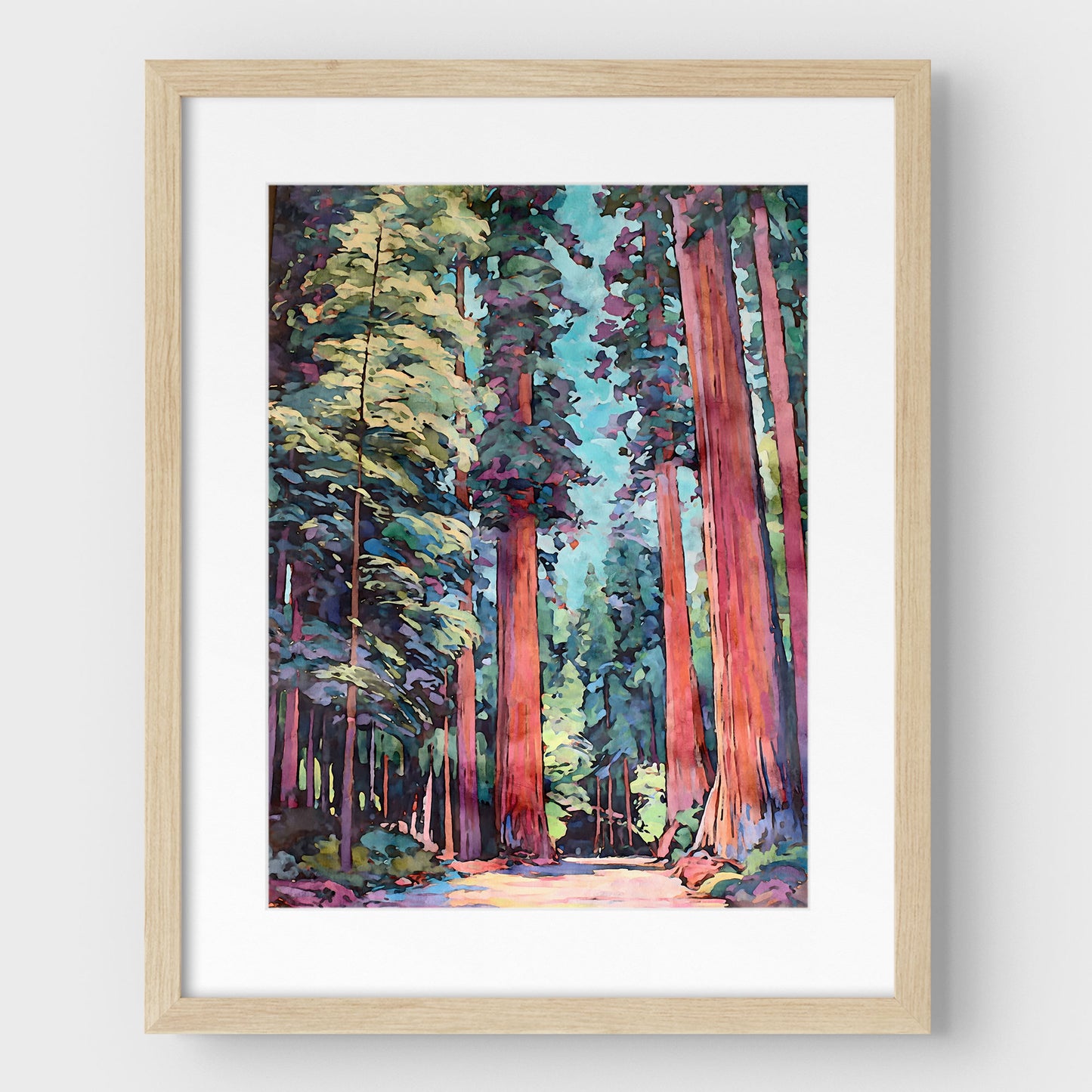 Redwood Forest Watercolor Print